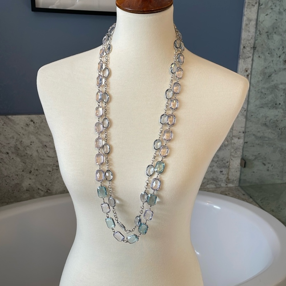 long double strand bezel set necklace